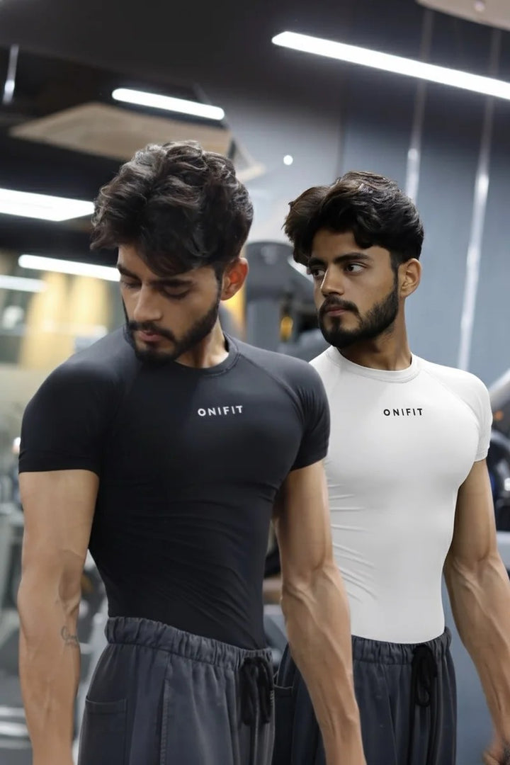 Onifit Compression Combo — Black &amp; White (Half Sleeve)